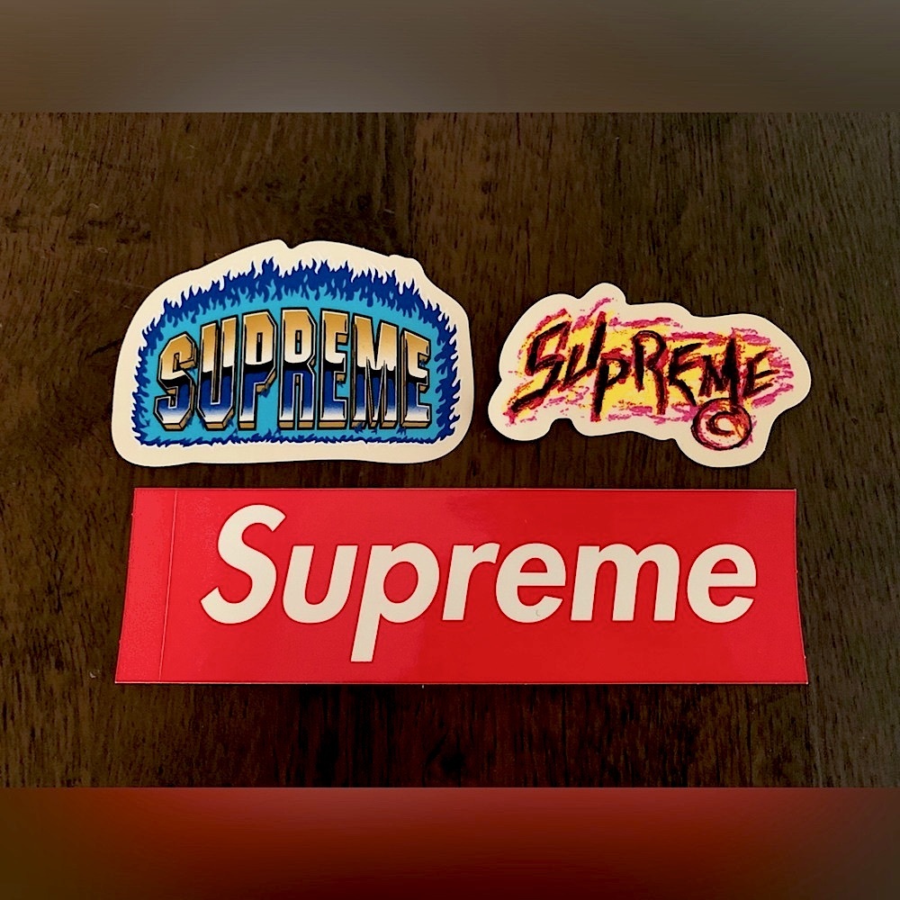 Supreme Scratch & Chrome Fire Sticker Blue Lot of 3